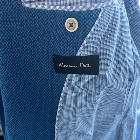 Blue cotton casual Blazer Massimo Dutti - Picture 7 of 9